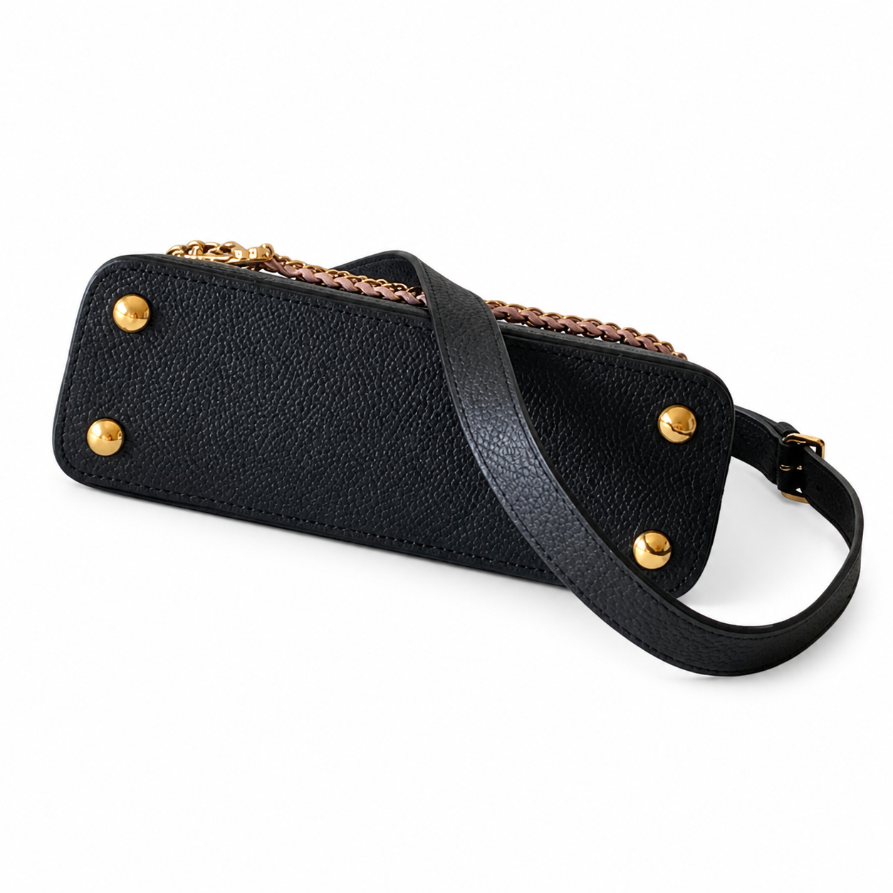 Louis Vuitton Capucines BB — Noir Taurillon, Rose Gold & White Enamel Floral