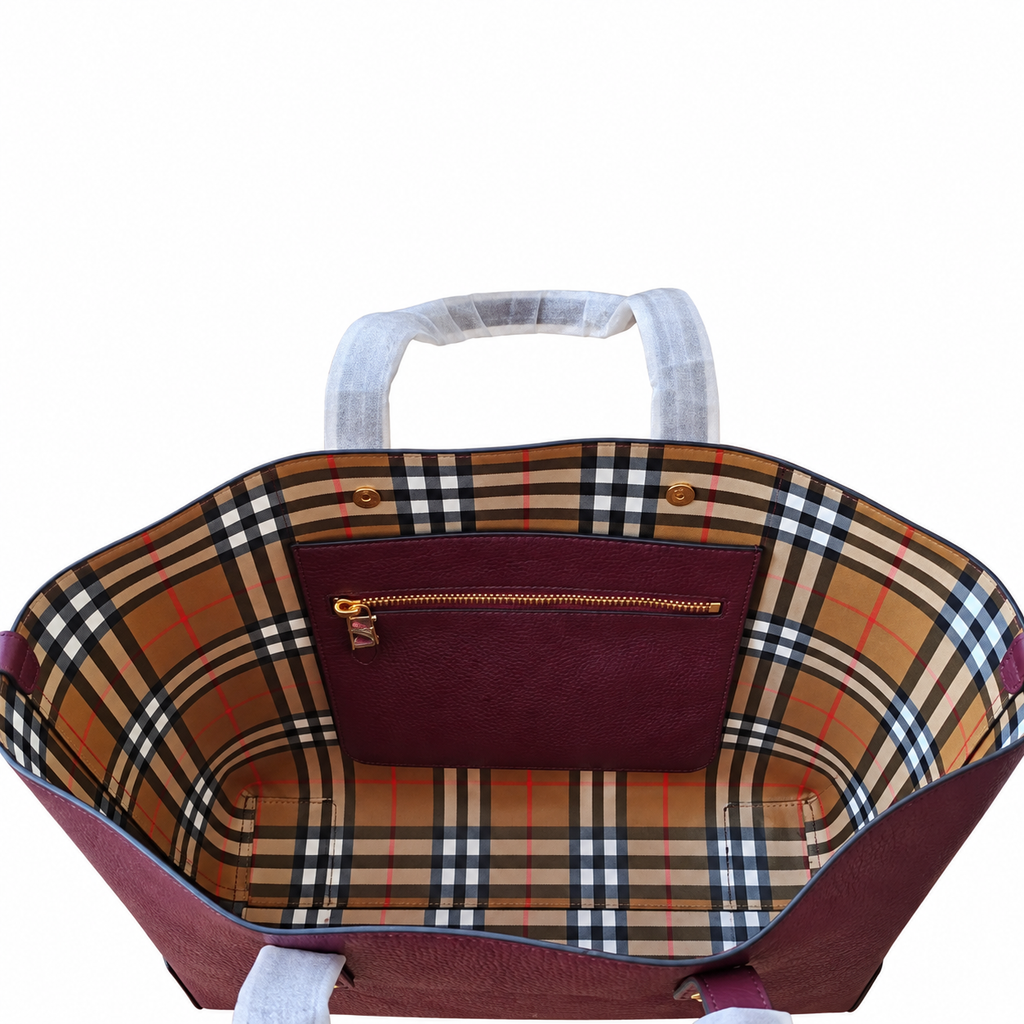 Burberry Heritage Crest Burgundy Tote Bag