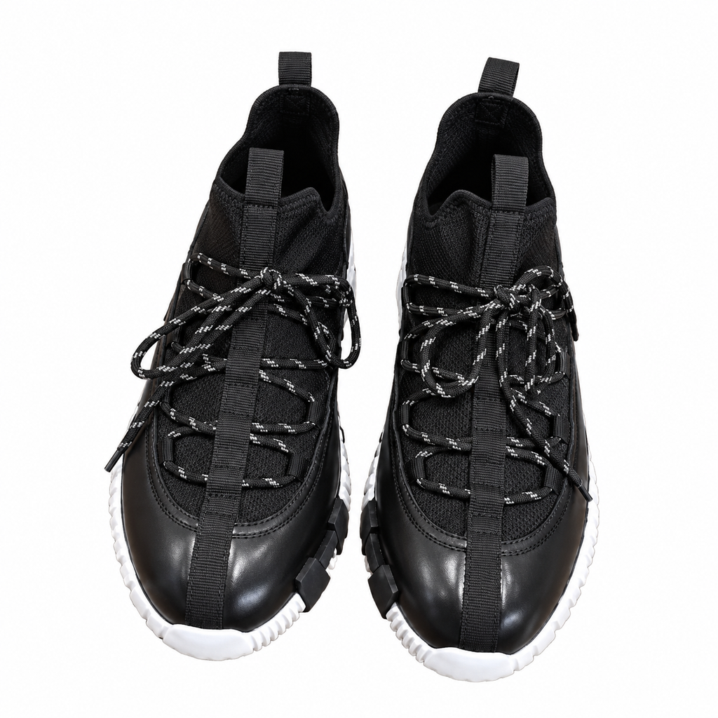 Hermès Men's Black Panelled Lace-Up Sneakers