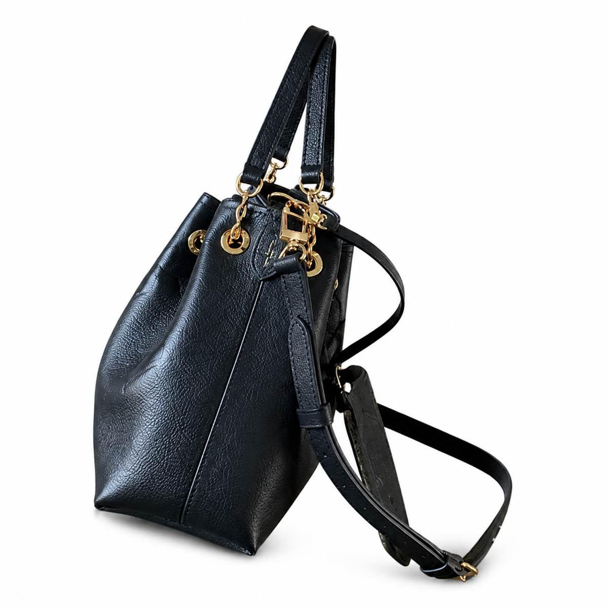 Louis Vuitton NéoNoé MM — Noir Empreinte, Gold Chain Drawstring & Tonal Black Handles