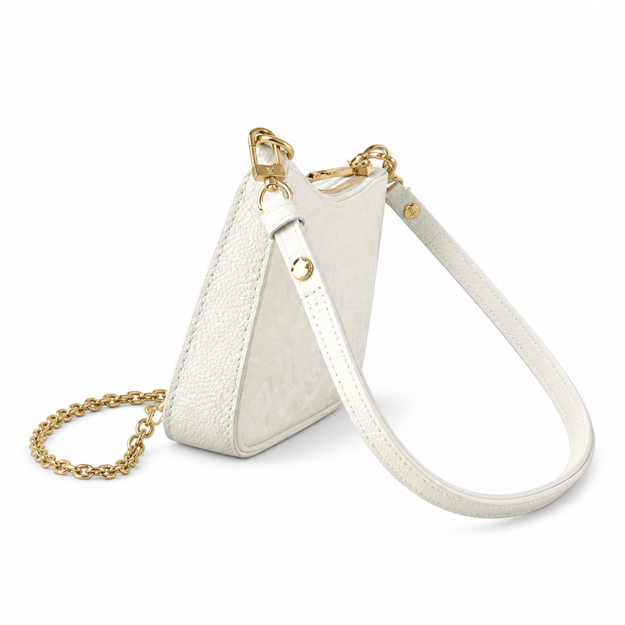 Louis Vuitton Félicie Pochette — Cream Empreinte, Gold Chain & Wristlet Ring