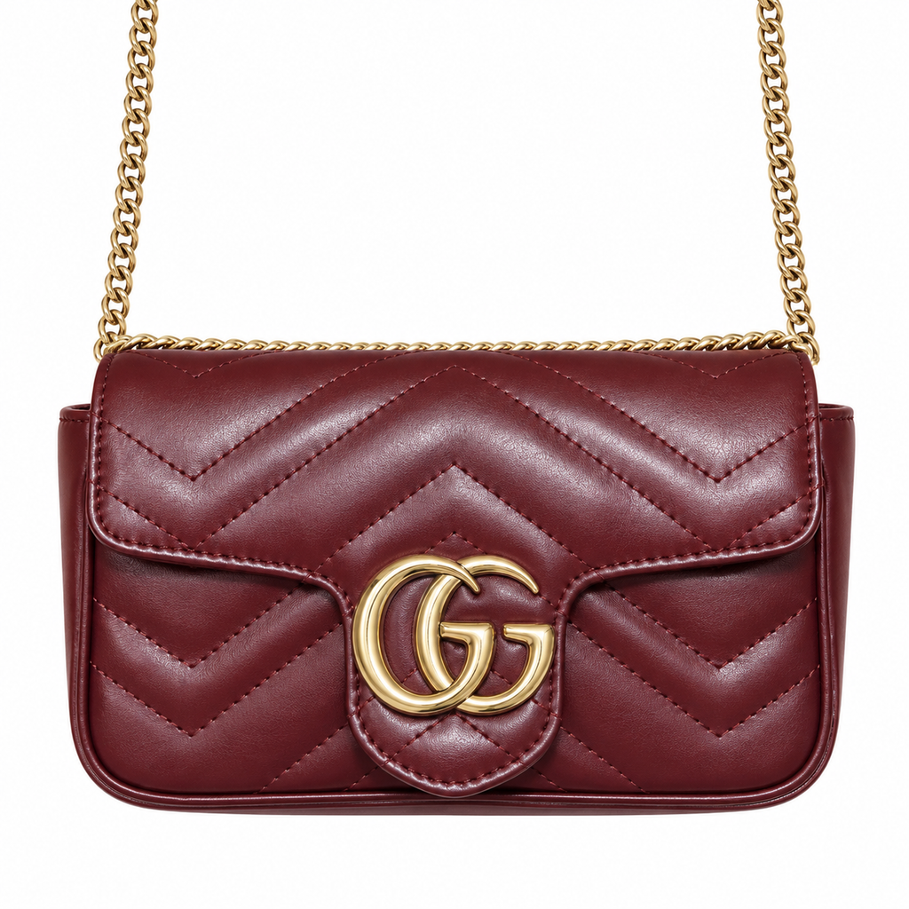Gucci GG Marmont Super Mini Bag in Bordeaux Matelassé