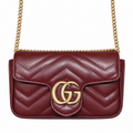 Gucci GG Marmont Super Mini Bag in Bordeaux Matelassé