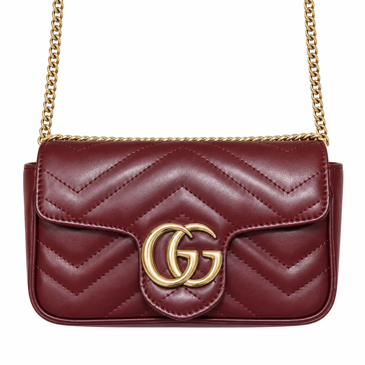 Gucci GG Marmont Super Mini Bag in Bordeaux Matelassé
