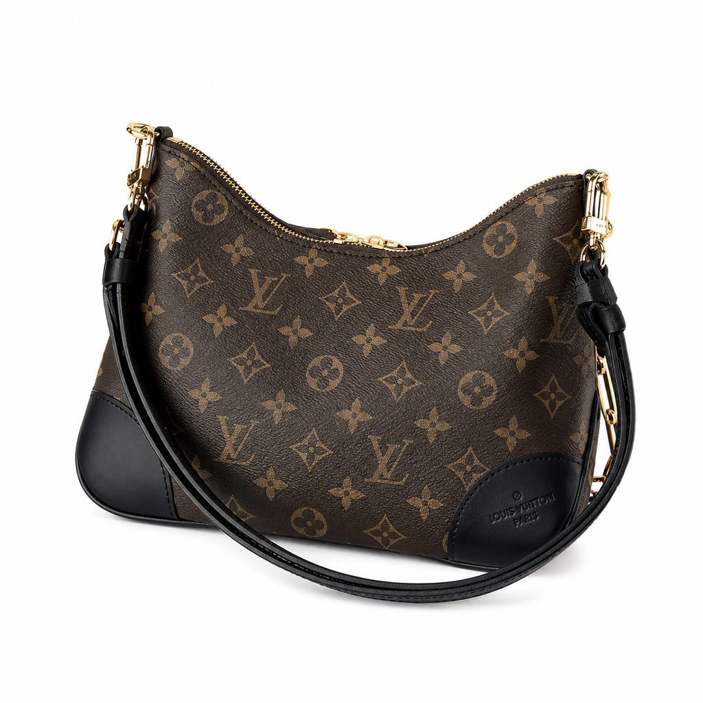 Louis Vuitton Boulogne — Monogram Canvas with Gold Chain & Black Leather