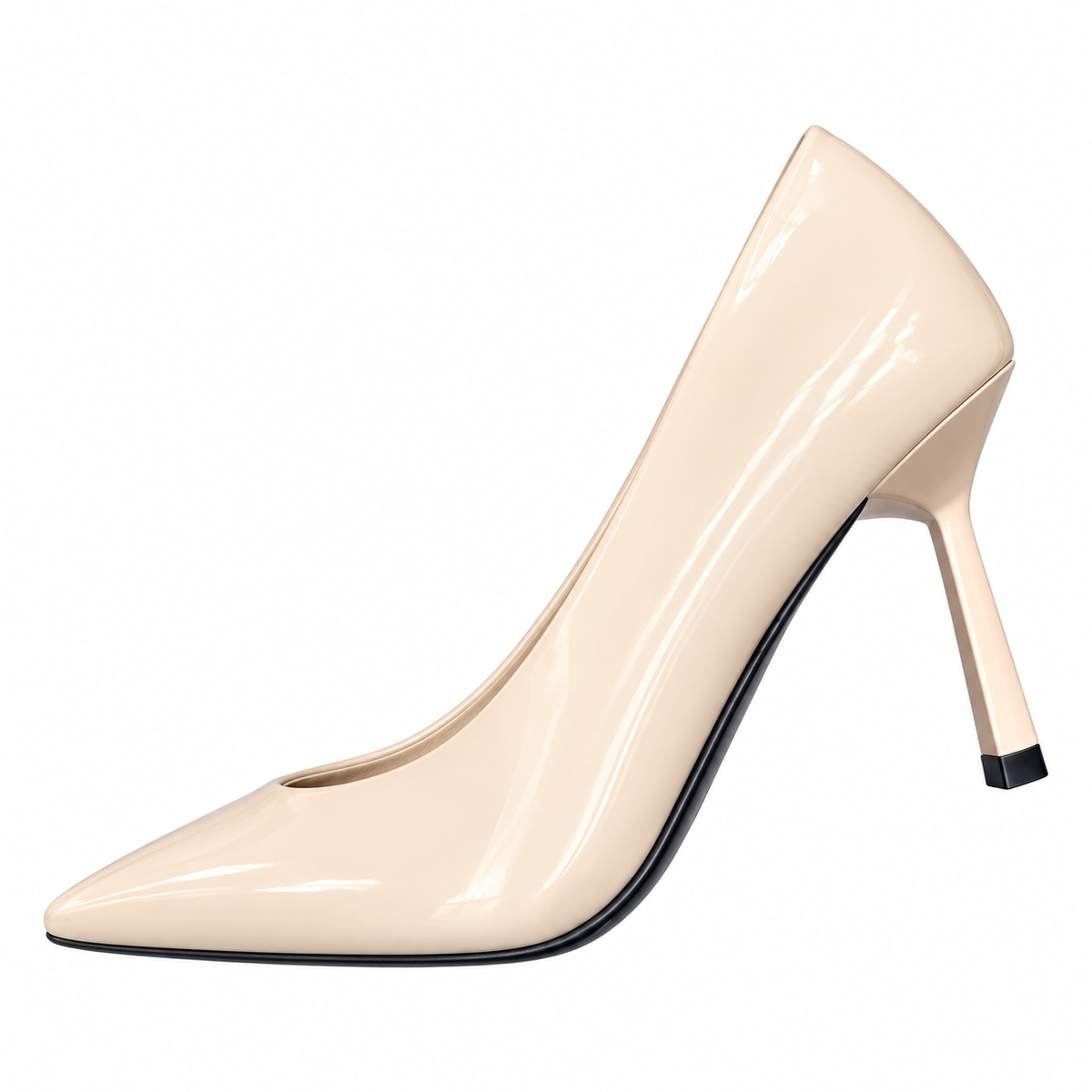 Prada Beige Glossy Pointed-Toe Closed-Back Pumps