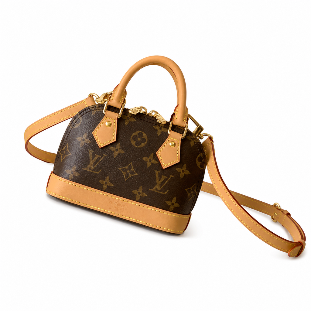 Louis Vuitton Alma BB — Monogram Canvas, Vachetta Red-Edge Trim & Base Corners