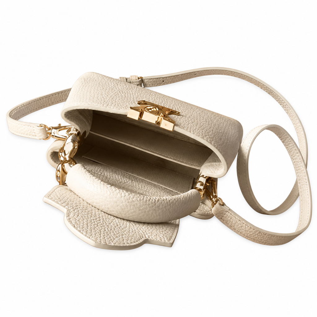 Louis Vuitton Capucines Mini — Taurillon Leather in Blanc with Gold Chain Handle & Flower Lock