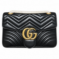 Gucci GG Marmont Large Flap Bag in Black Matelassé with Braided Handle