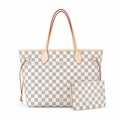 Louis Vuitton Neverfull MM — Damier Azur, Red Side Trim & Pochette