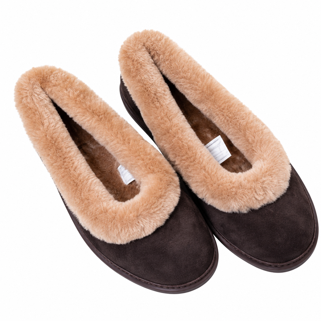 UGG Chocolate Brown Tan-Trim Slip-On Slippers