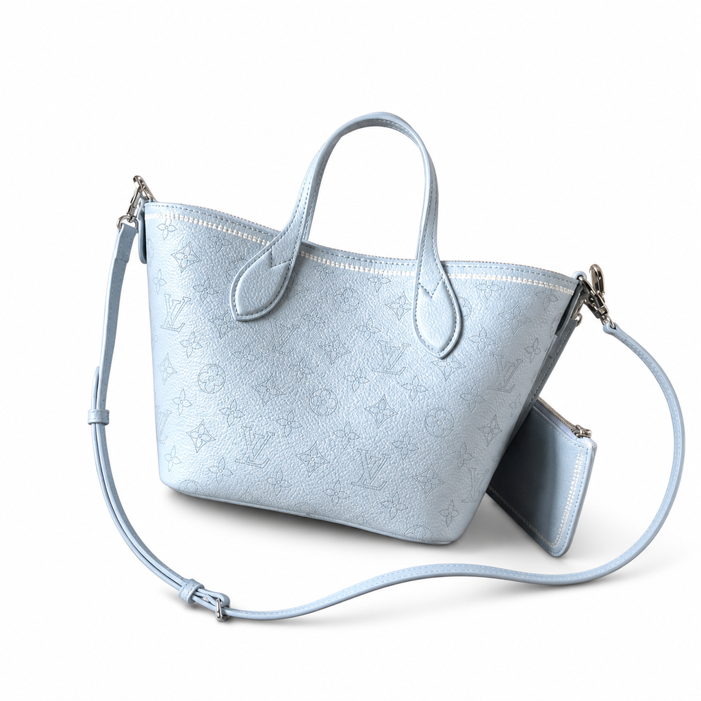 Louis Vuitton Blossom MM — Mahina Perforated Leather in Bleu Glacier with Coin Purse