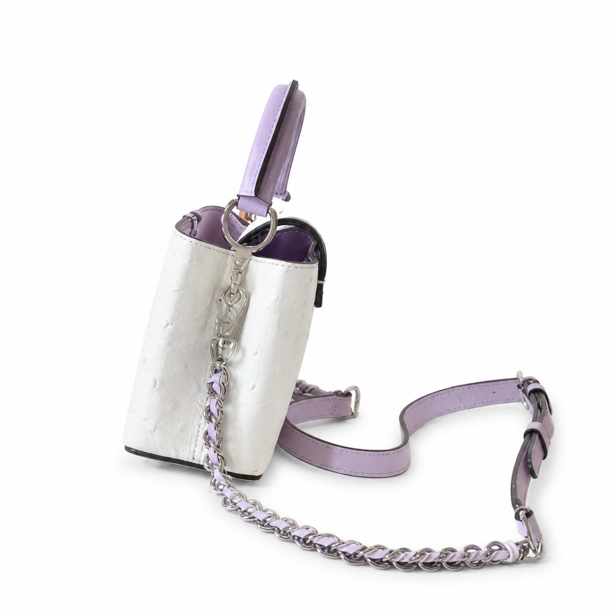 Louis Vuitton Capucines BB — Autruche Ostrich in Blanc & Lilas with Lilac LV Clasp