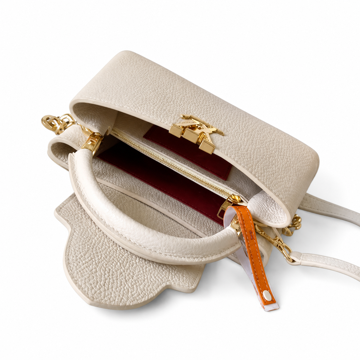 Louis Vuitton Capucines BB — Taurillon Leather in Crème with Gold LV Clasp & Wide Strap