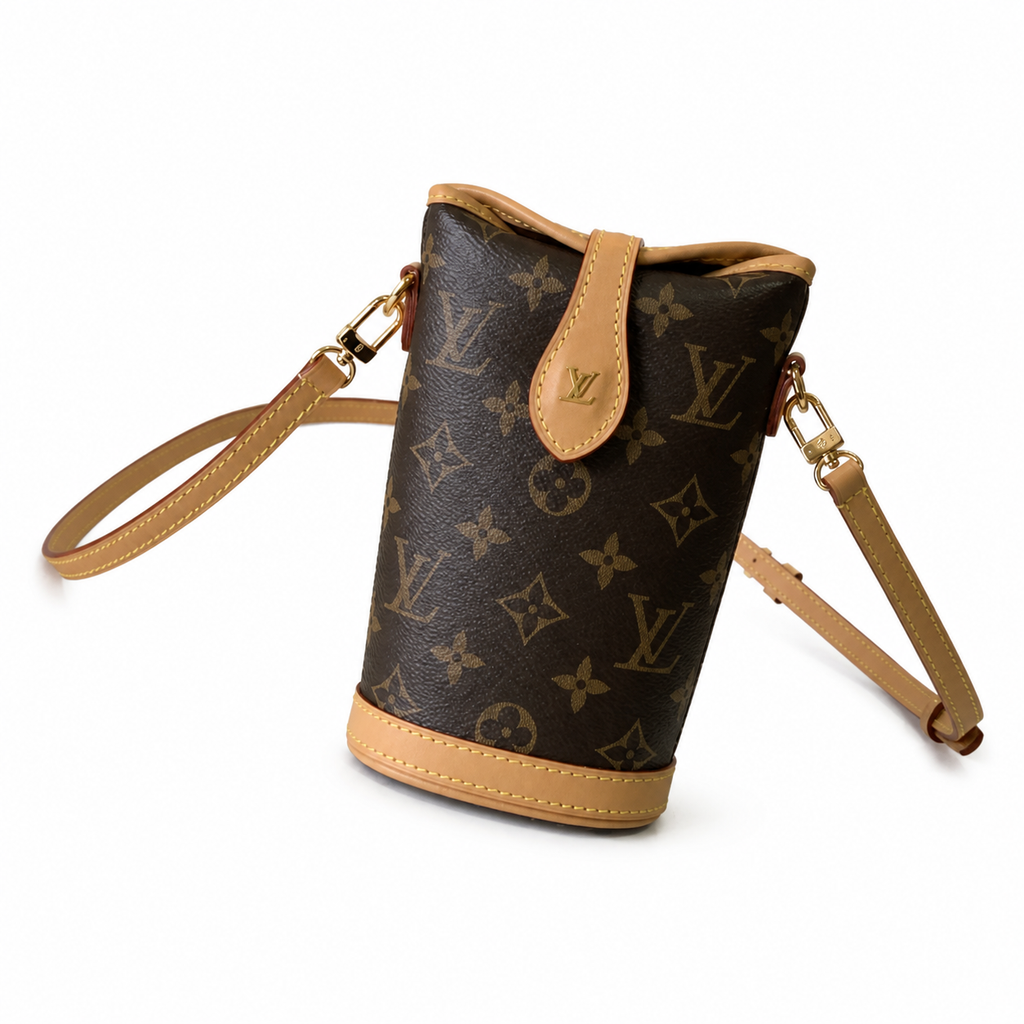 Louis Vuitton Mini Cylinder — Monogram Canvas, Vachetta Top Flap & Gold Clasp