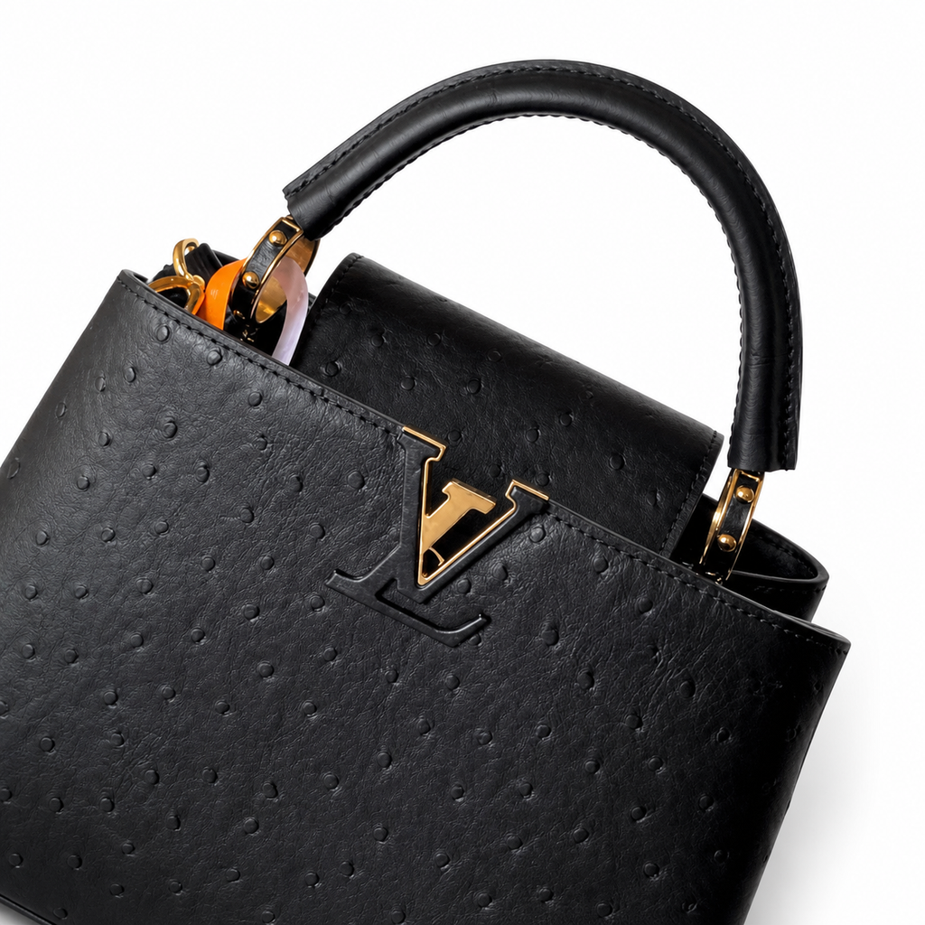 Louis Vuitton Capucines BB — Autruche Ostrich Leather in Noir with Gold Hardware