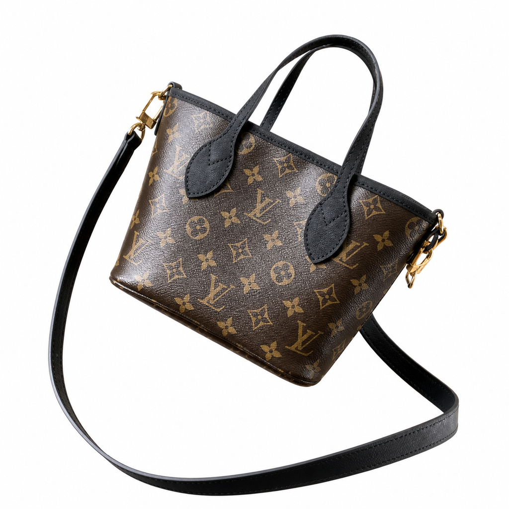 Louis Vuitton Monogram Clutch — Dark Brown Leather Edge Trim, Wristlet Strap & Full-Length Gold Zipper
