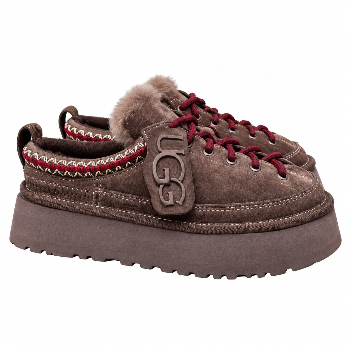 UGG Taupe Lace-Up Platform Shoes
