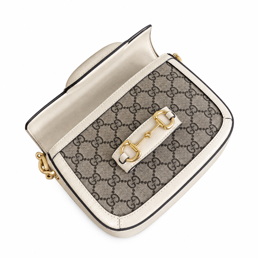Gucci Horsebit 1955 Mini Crossbody Bag in White Leather