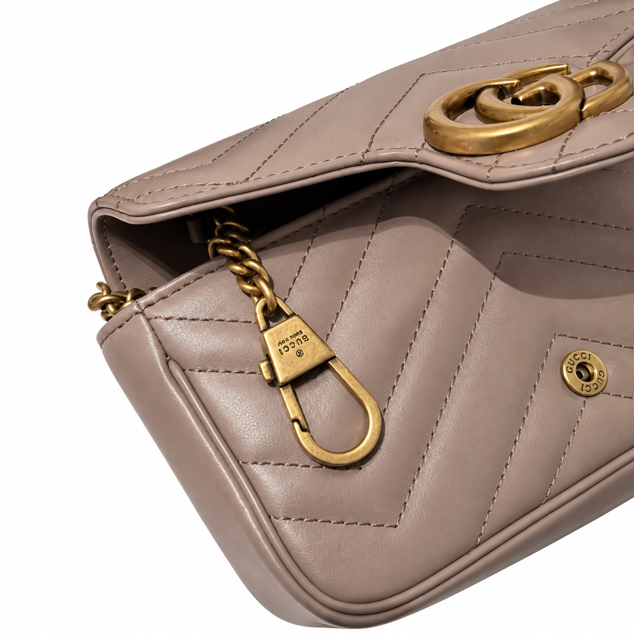 Gucci GG Marmont Super Mini Bag in Taupe Matelassé
