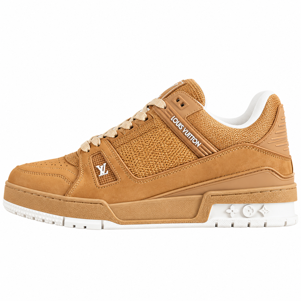 Louis Vuitton Trainer Tan Textured Sneakers