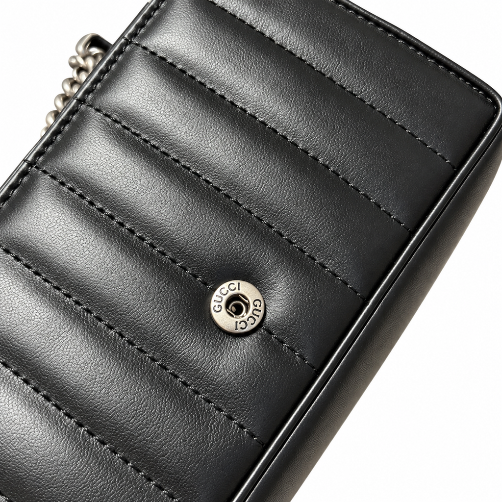 Gucci GG Marmont Super Mini Bag in Black with Silver Hardware