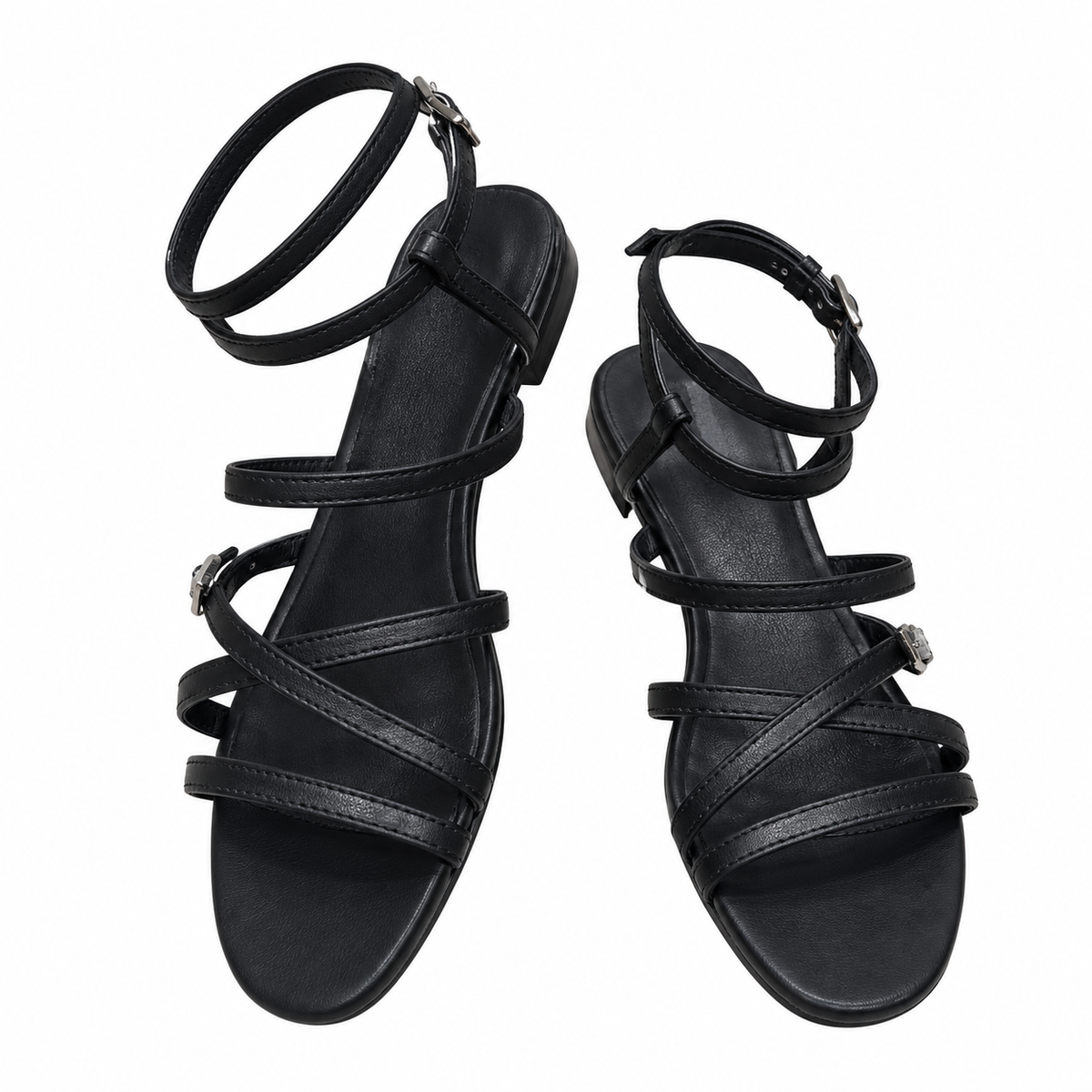 Hermès Black Strappy Flat Ankle-Strap Sandals