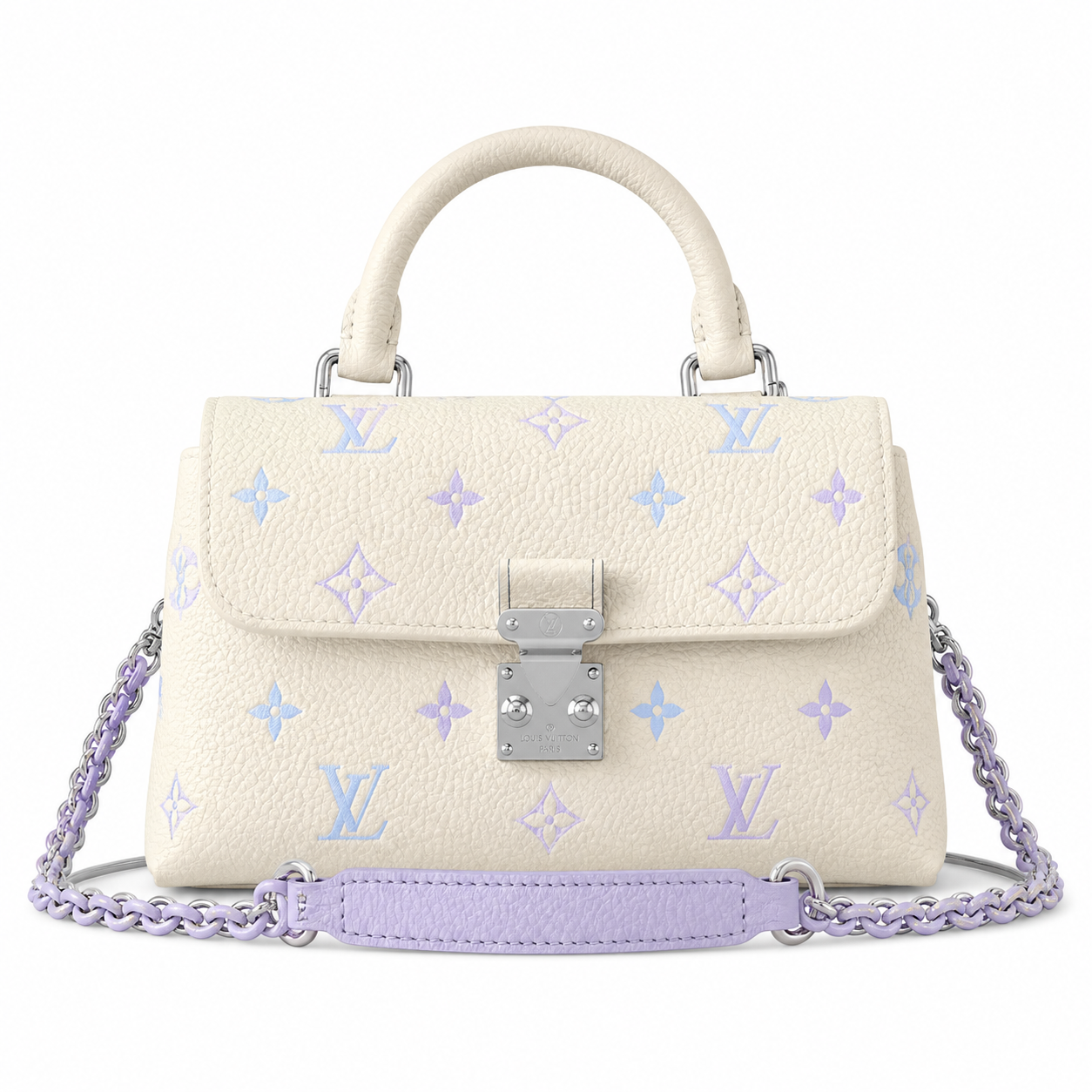 Louis Vuitton Mini Flap — Lavender Gradient Monogram, Silver Chain Weave & Push-Lock Clasp