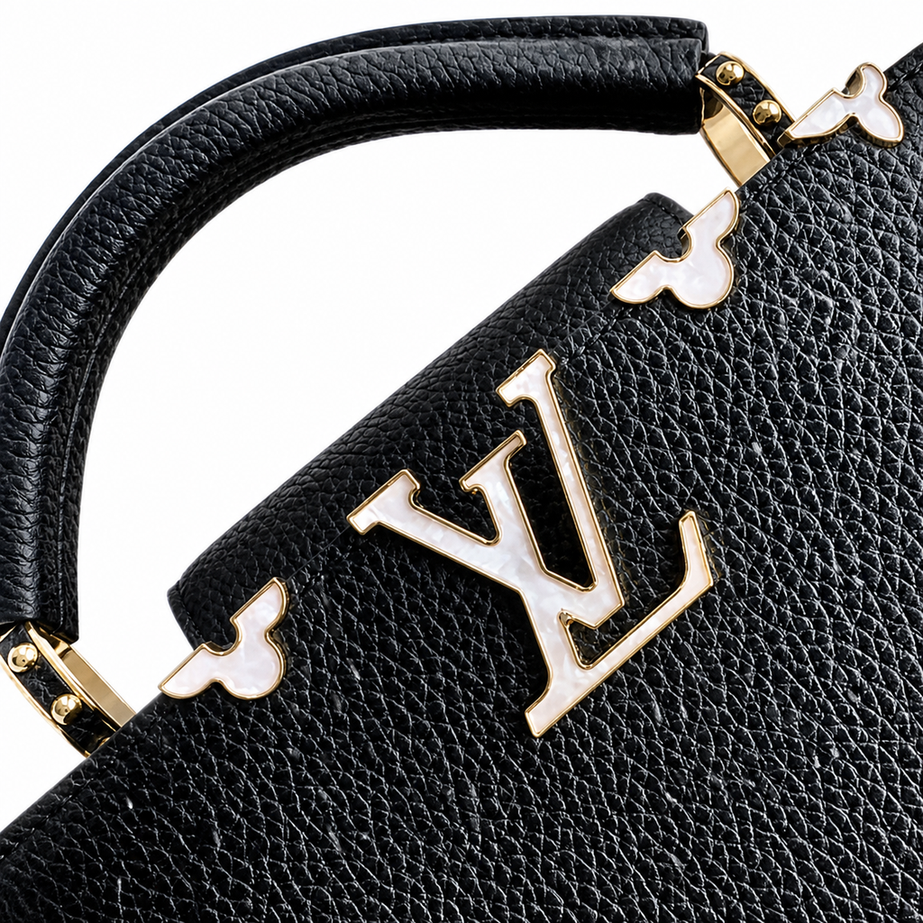 Louis Vuitton Capucines BB — Noir Taurillon, Gold LV Clasp & Rear Pocket