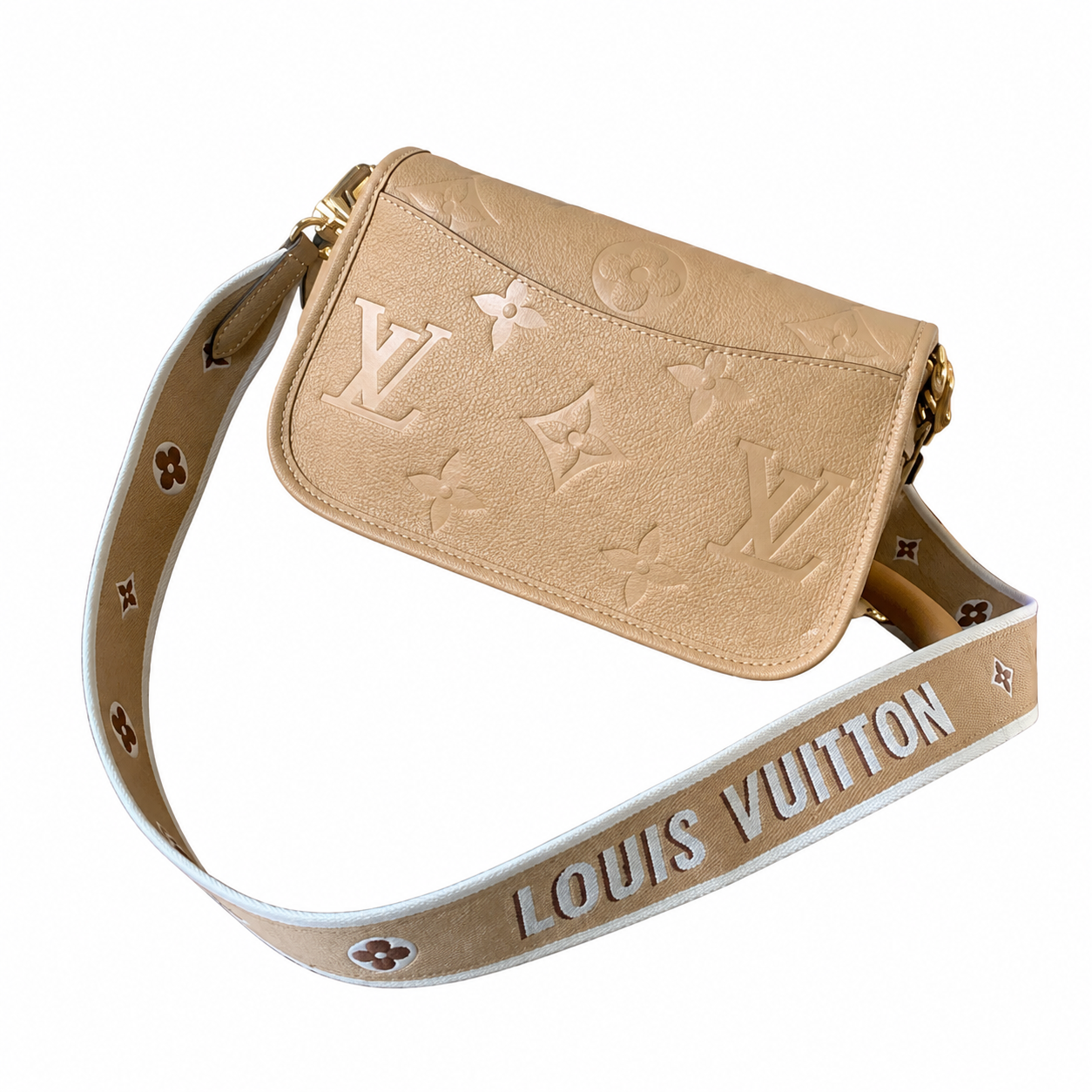 Louis Vuitton Coussin BB — Bicolor Dune & Noisette Giant Empreinte, Vuitton Strap & Arc Handle
