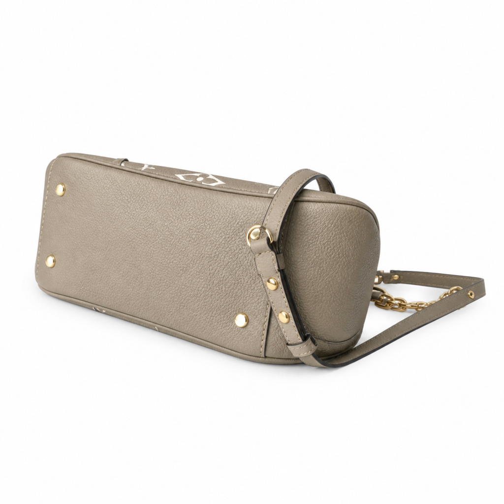 Louis Vuitton Bagatelle — Tourterelle Giant Monogram Empreinte, White Contrast & Bow Zip