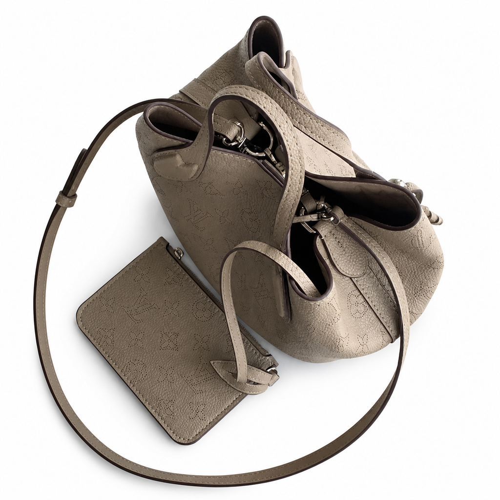 Louis Vuitton Blossom PM — Mahina Perforated Leather in Galet with Braided Key Charm