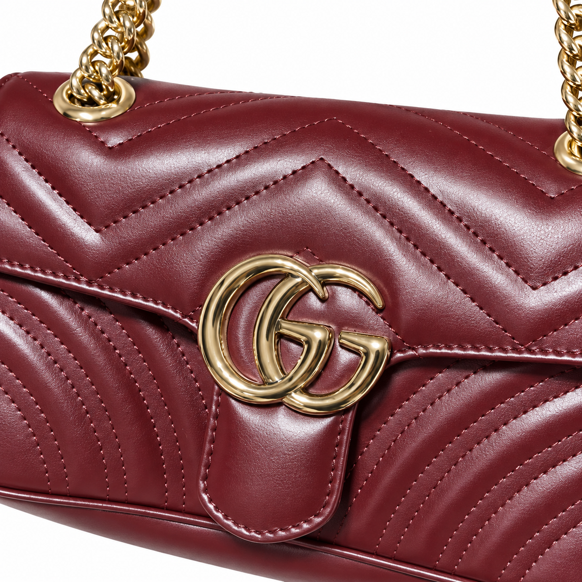 Gucci GG Marmont Small Flap Bag in Bordeaux Matelassé