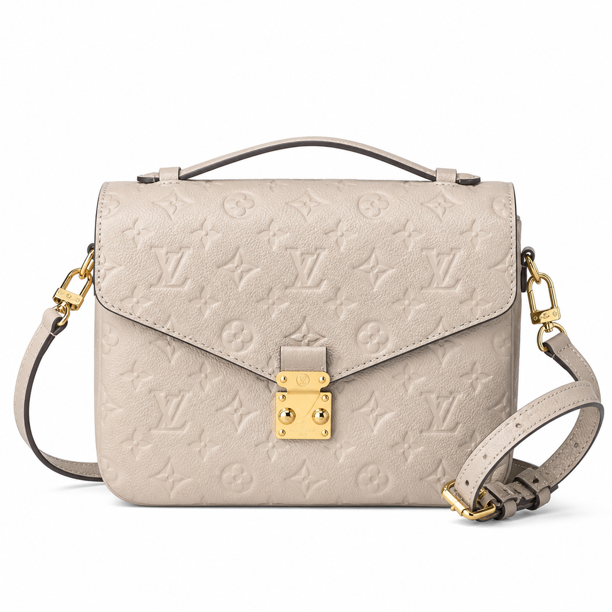 Louis Vuitton Pochette Métis — Crème Ivoire Empreinte, Gold Push-Lock, Bandoulière Strap & Mini Pouch