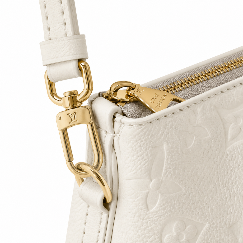 Louis Vuitton Giant Monogram Top Handle — Crème Ivoire Empreinte, Tonal Double Handles & Carabiner Strap