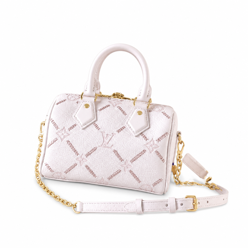 Louis Vuitton Speedy Bandoulière 20 — Mahina Perforated Leather in Rose Poudre with Embroidery