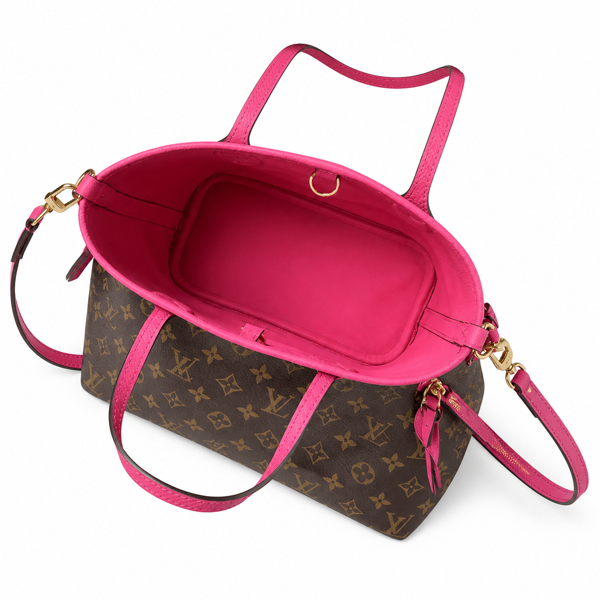 Louis Vuitton Fuchsia Mini Tote — Grain Leather, LV 1854 Heritage Label, Tonal Handles & Monogram Strap