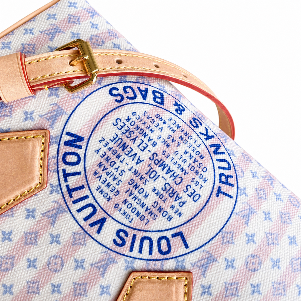 Louis Vuitton Speedy Bandoulière 20 — Monogram Stripe in Rose & Bleu with Vachetta Trim