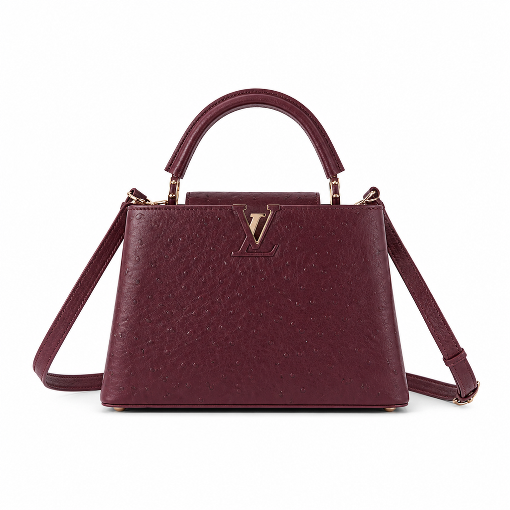 Louis Vuitton Capucines BB — Autruche Ostrich Leather in Bordeaux with Gold Hardware