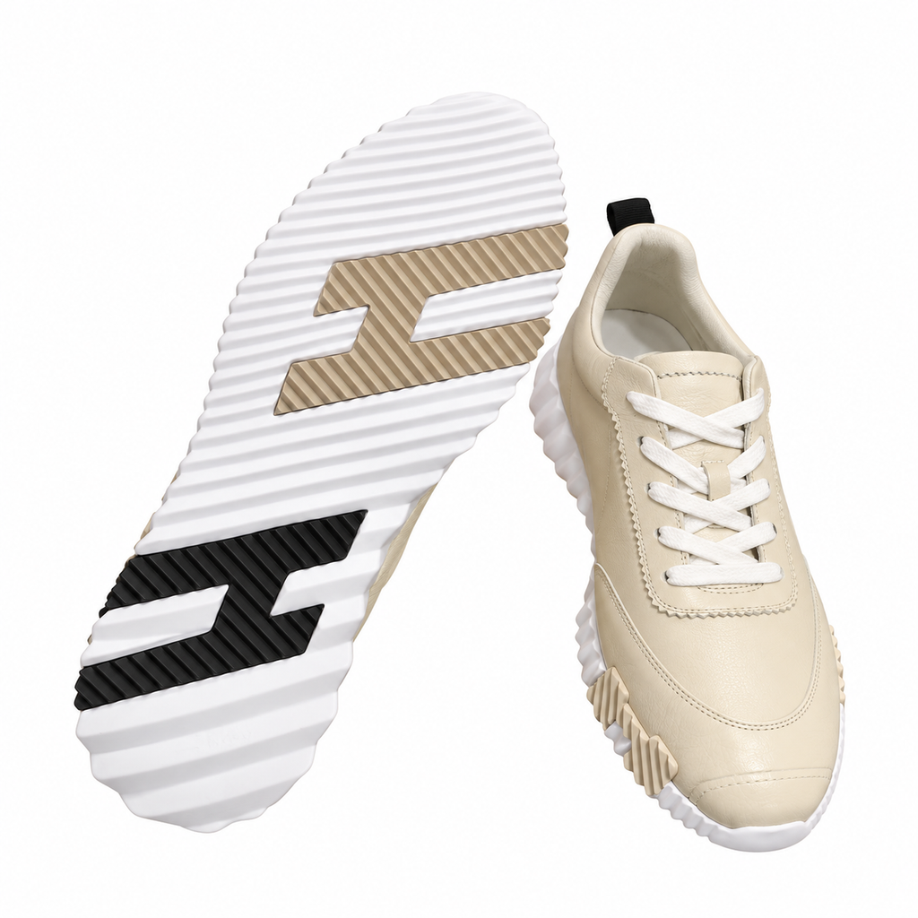 Hermès Cream Sneakers with Sculpted White Sole