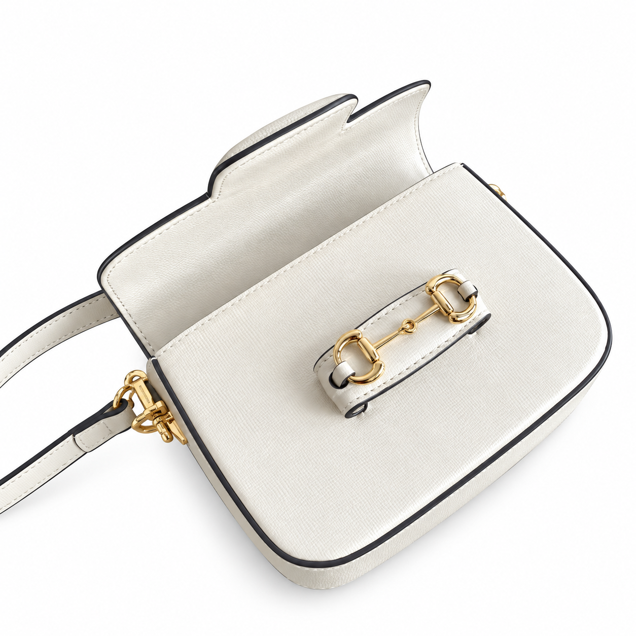 Gucci Horsebit 1955 Mini Crossbody Bag in Full White Leather