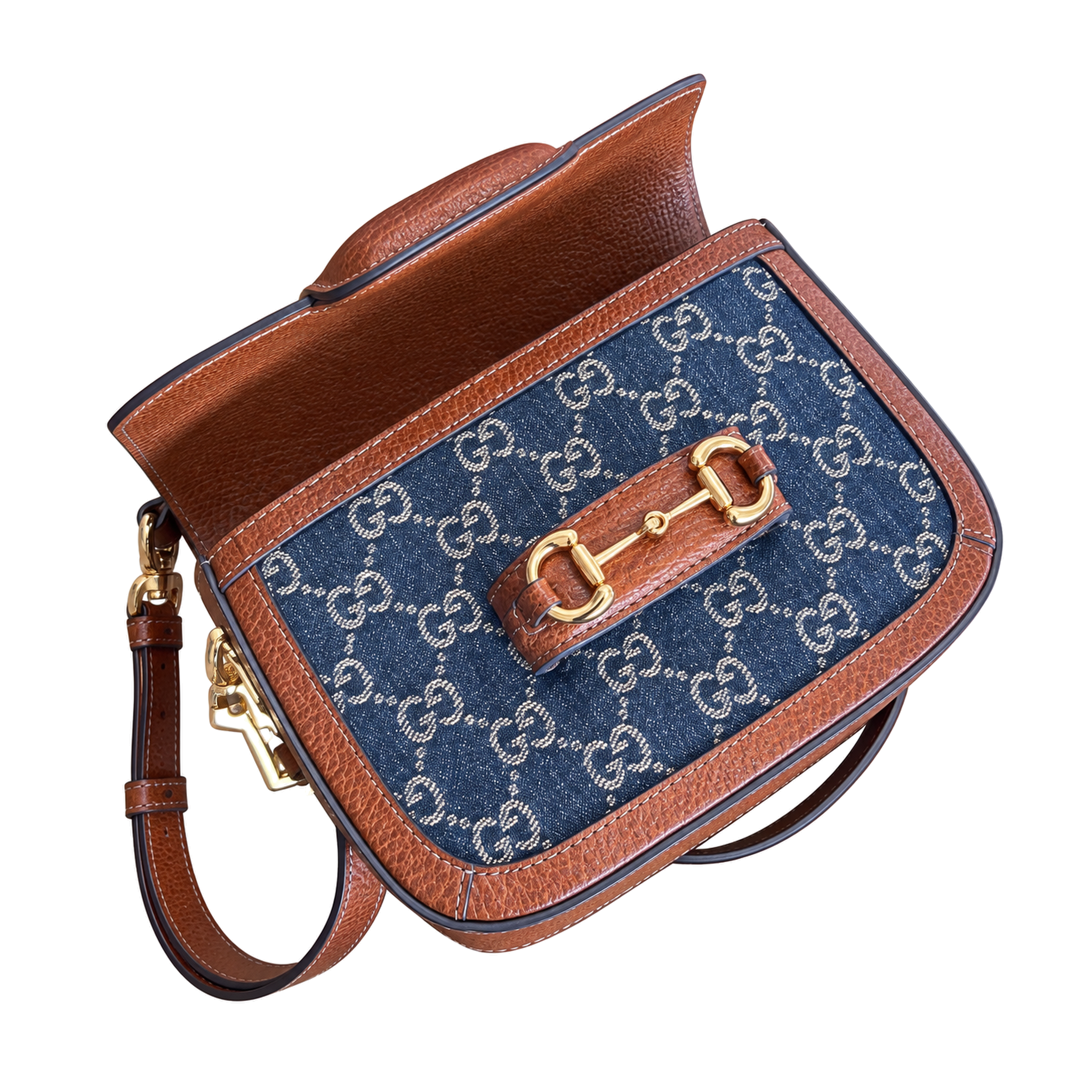 Gucci Horsebit 1955 Mini Crossbody Bag in GG Denim