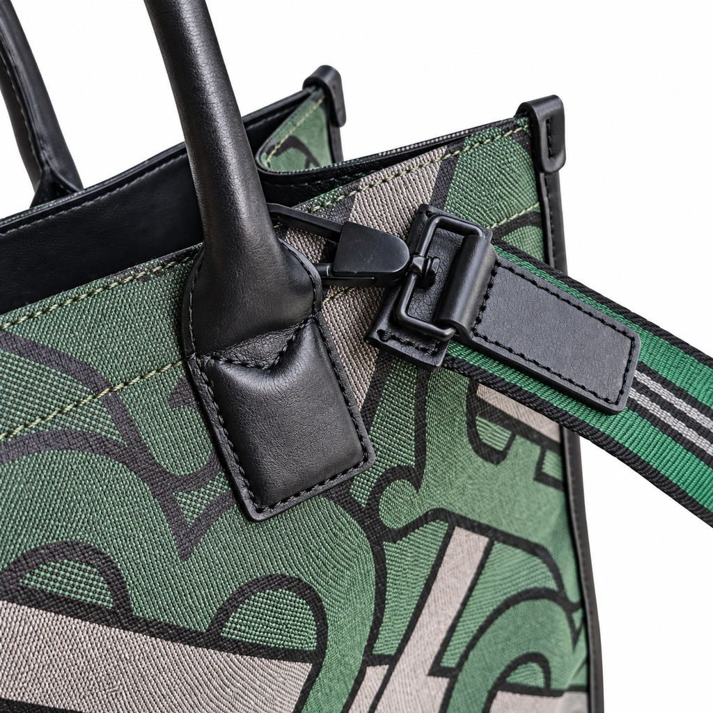 Burberry Heritage Green Monogram Tote Bag