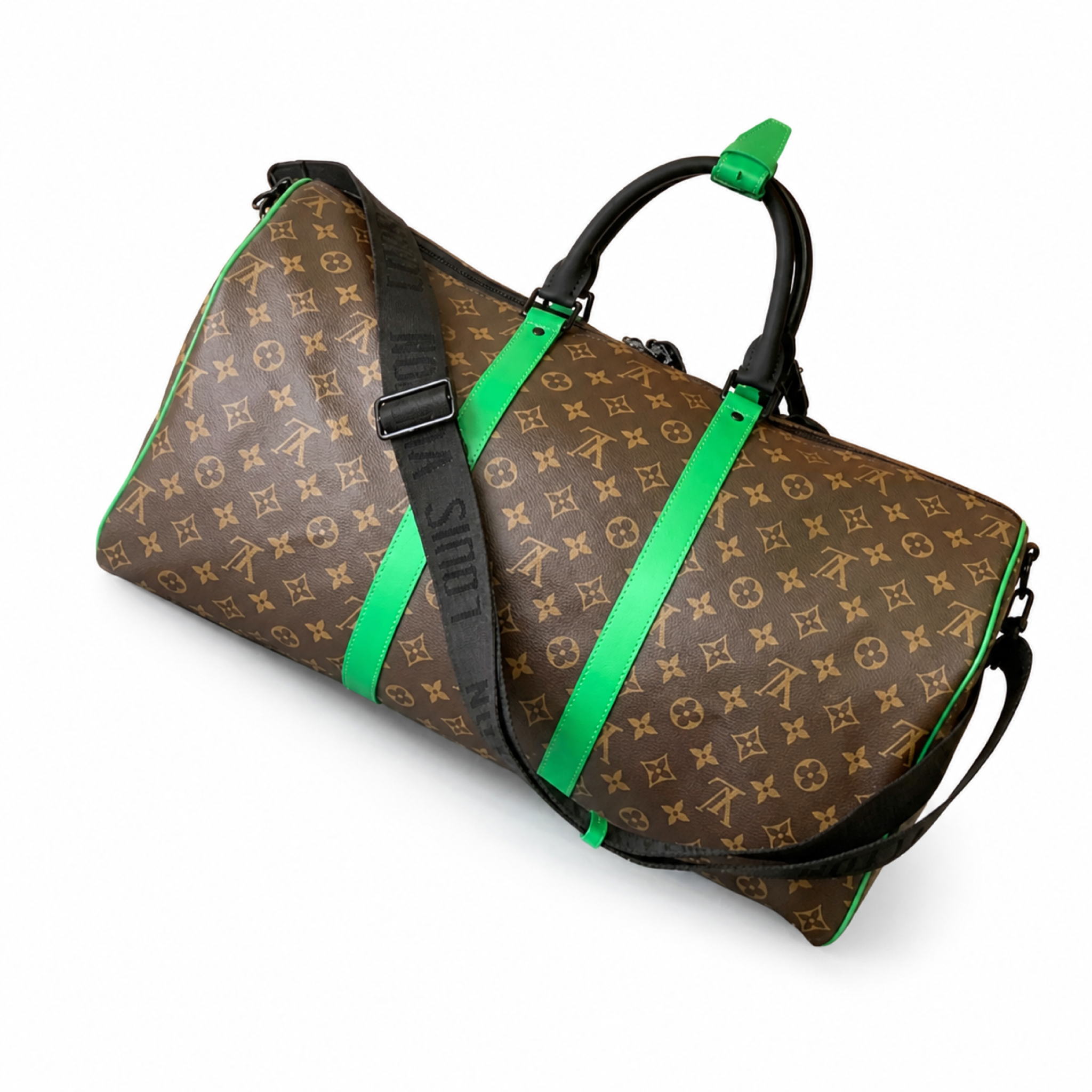 Louis Vuitton Keepall Bandoulière — Monogram Canvas with Green Trim