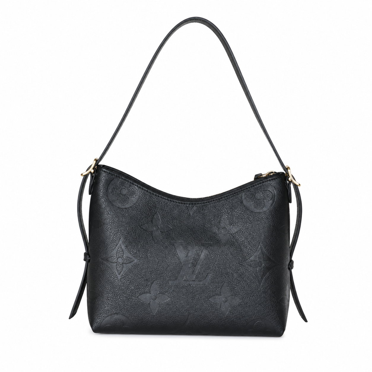 Louis Vuitton Wedge Crossbody — Black Empreinte, LV Zipper Pulls, Gold Dome Studs & Electric Purple Interior