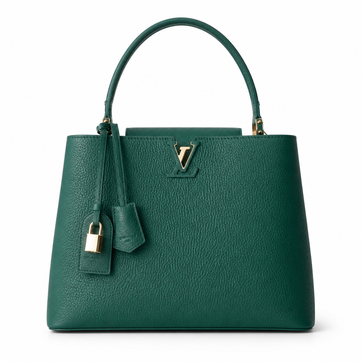 Louis Vuitton Capucines Tote MM — Taurillon Leather in Vert Foncé with Gold LV Lock