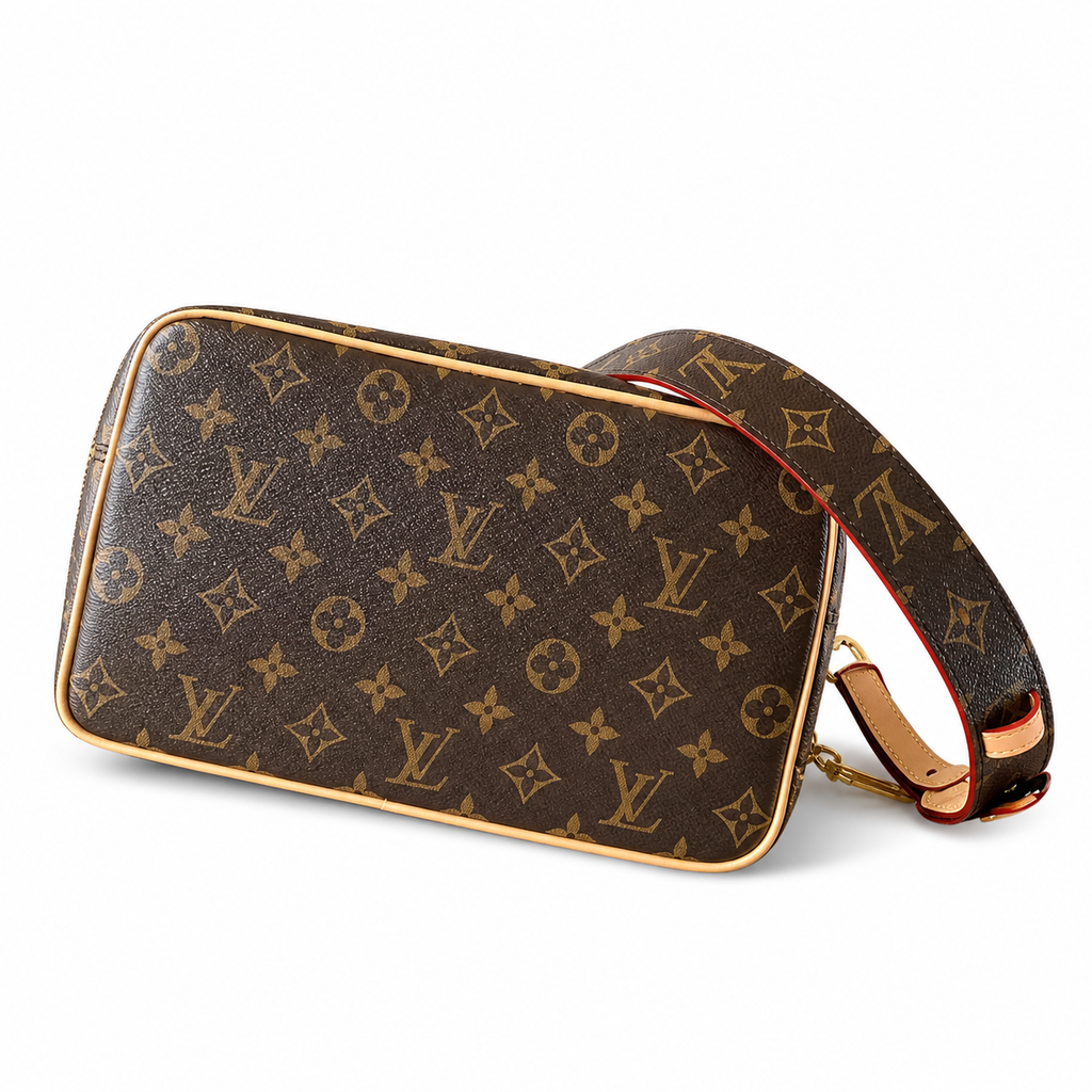 Louis Vuitton Boétie PM — Monogram Canvas, Vachetta Leaf Tab & Red Edge