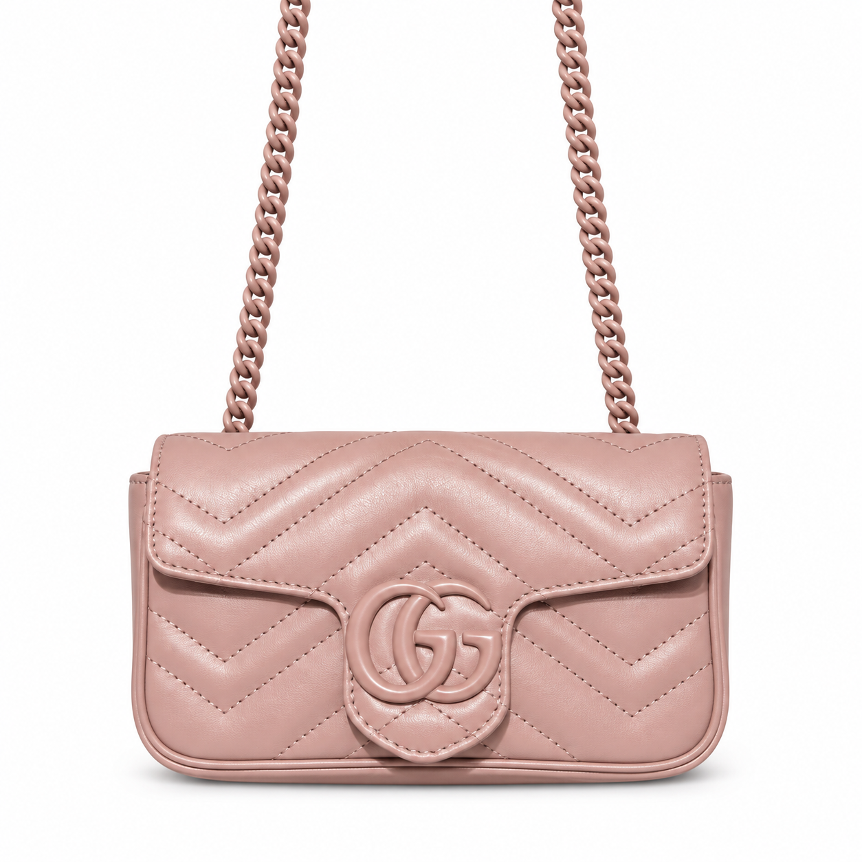 Gucci GG Marmont Super Mini Bag in Tonal Pink with Pink-Coated Hardware