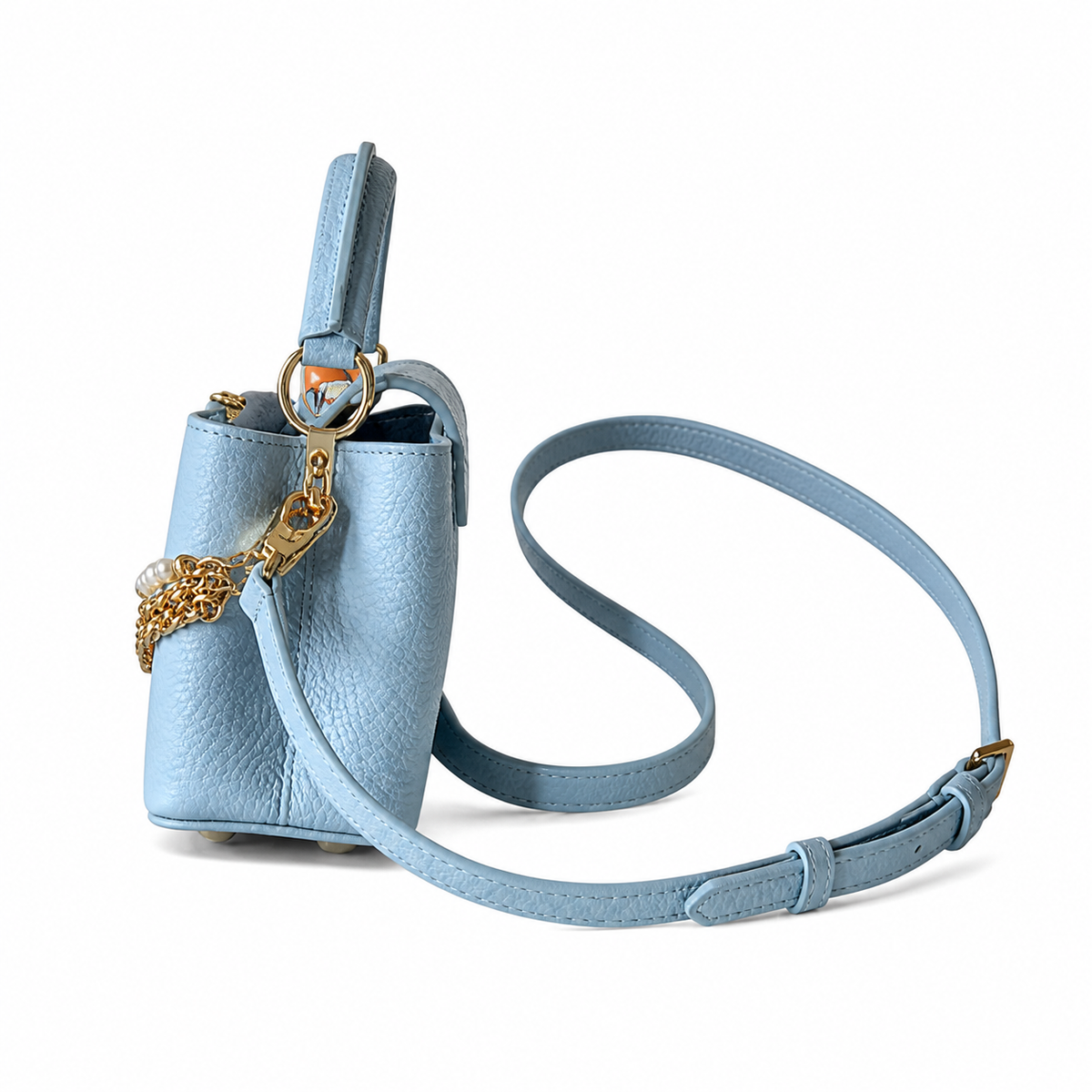 Louis Vuitton Capucines — Ice Blue Taurillon, Triple Chain & Pearl