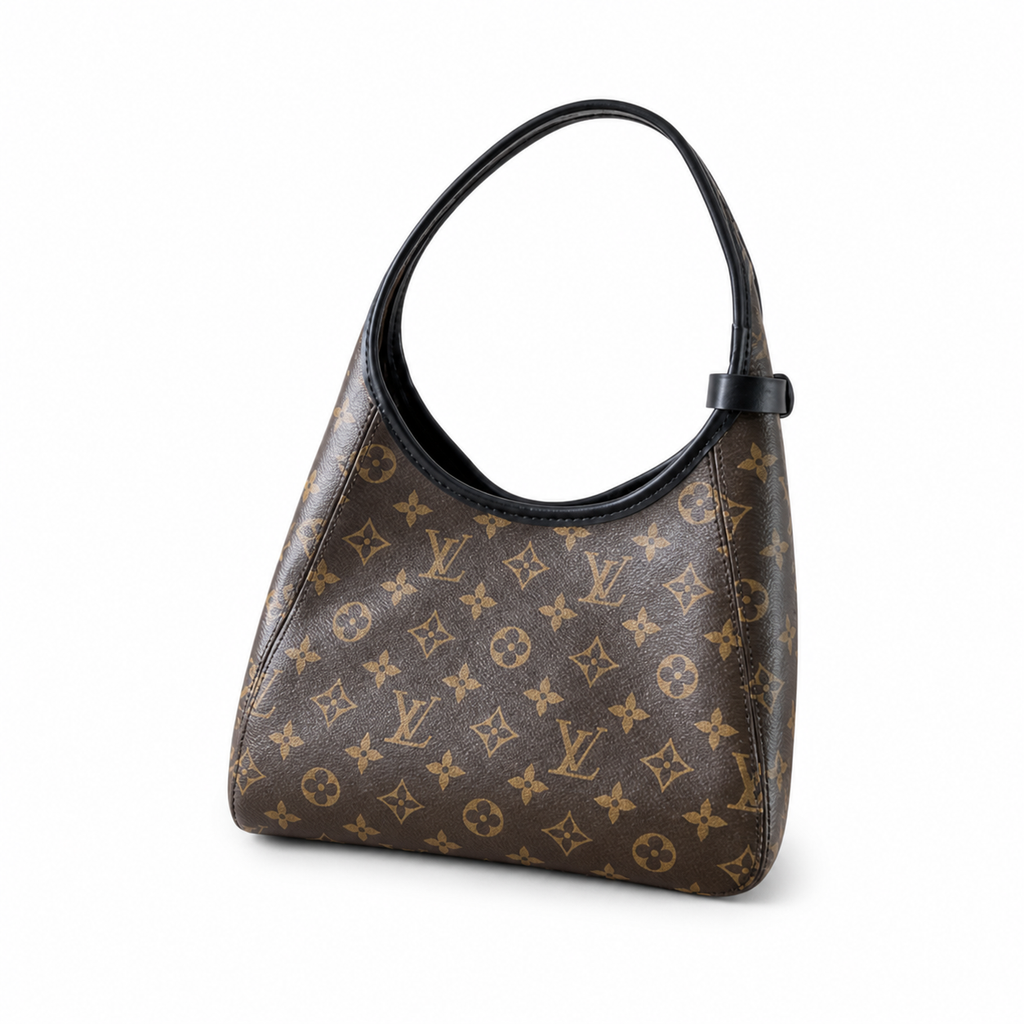 Louis Vuitton Triangle Sling — Monogram Canvas, Black Leather Strap & Gold Hardware